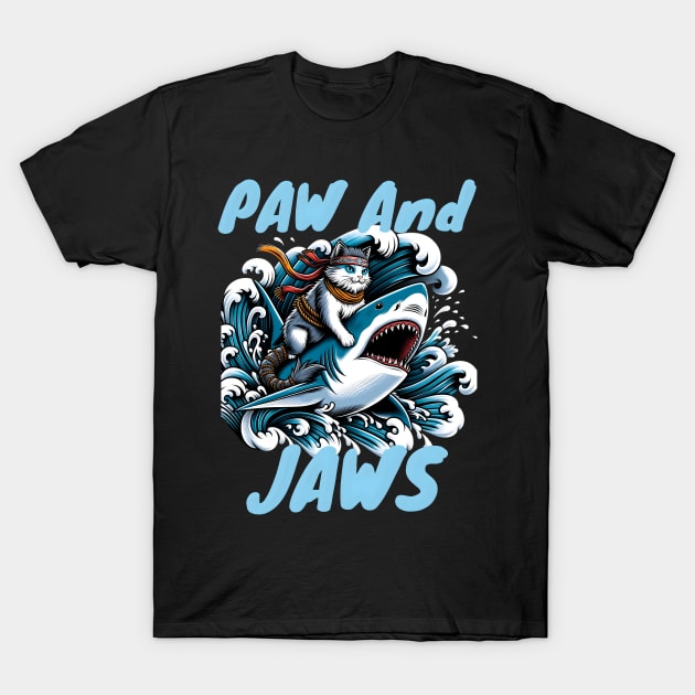 cat riding shark
